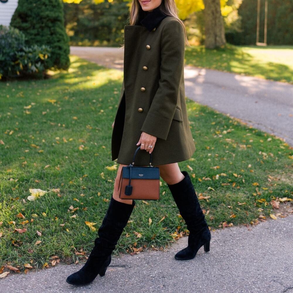 Burberry Olive Green Double-Breasted Pea Coat
